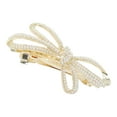 thumbnail image 1 of Unique Bargains 1 Pc Hair Clips Exquisite Pearl Charming Bow Spring Clip Hairdo Clip Gold Tone White, 1 of 5