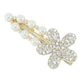 thumbnail image 1 of Unique Bargains 1 Pc Hair Clips Exquisite Rhinestone Flower Hollow Press Clip Hairdo Clip Gold Tone White Transparent, 1 of 5