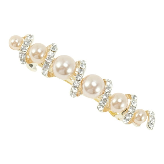 Unique Bargains 1 Pc Hair Clips Exquisite Rhinestone Spring Clip Hairdo Clip Gold Tone Champagne