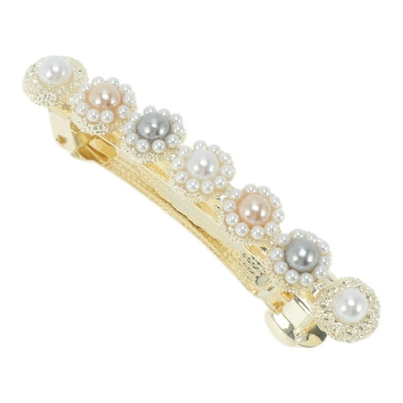Unique Bargains 1 Pc Hair Clips Fashion Seven Pearl Spring Clip Hairdo Clip Multicolor