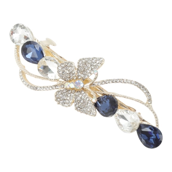Unique Bargains 1 Pc Hair Clips Grace Butterfly Spring Clip Hairdo Clip Gold Tone Blue Transparent