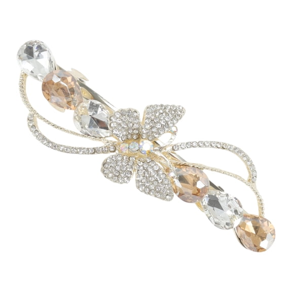 Unique Bargains 1 Pc Hair Clips Grace Butterfly Spring Clip Hairdo Clip Gold Tone Champagne Transparent