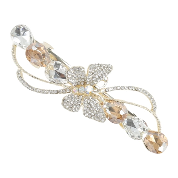 Unique Bargains 1 Pc Hair Clips Grace Butterfly Spring Clip Hairdo Clip Gold Tone Champagne Transparent