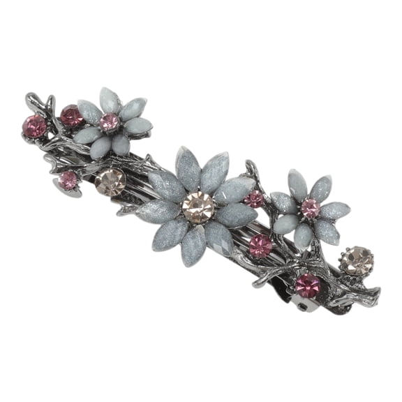 Unique Bargains 1 Pc Hair Clips Grace Flower Spring Clip Hairdo Clip Light Gray