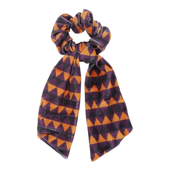 Unique Bargains 1 Pc Hair Elastics Fashion Triangle Ribbon Hair Ties Purple Black Orange