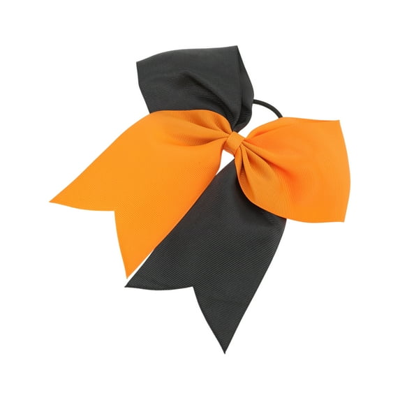 Unique Bargains 1 Pc Hair Elastics Fashion Two-Color Bow Hair Ties for Women Black Orange