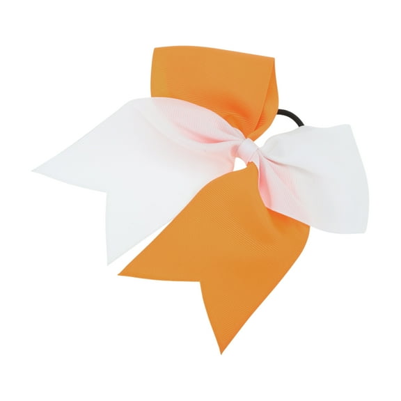 Unique Bargains 1 Pc Hair Elastics Fashion Two-Color Bow Hair Ties for Women White Orange