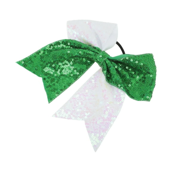 Unique Bargains 1 Pc Hair Elastics Halloween Sequin Bow Hair Ties for Women Green White