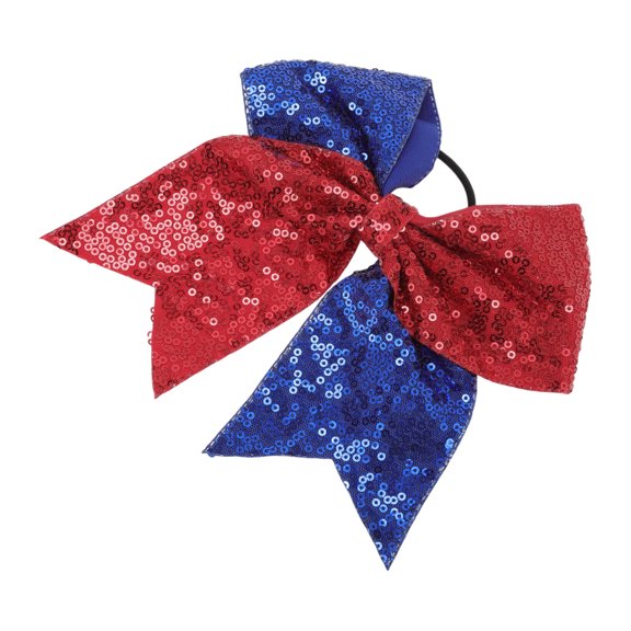 Unique Bargains 1 Pc Hair Elastics Halloween Sequin Bow Hair Ties for Women Red Blue