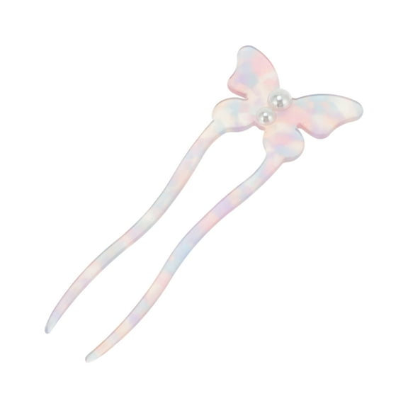Unique Bargains 1 Pc Hair Forks Butterfly Hair Hairpin for Women Purple Pink