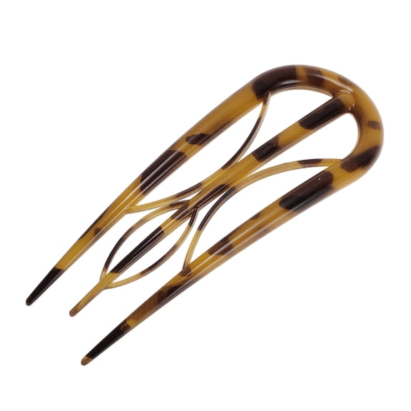 Unique Bargains 1 Pc Hair Pin U-shaped Hair Accessories 3.94"x1.50" Yellow Brown