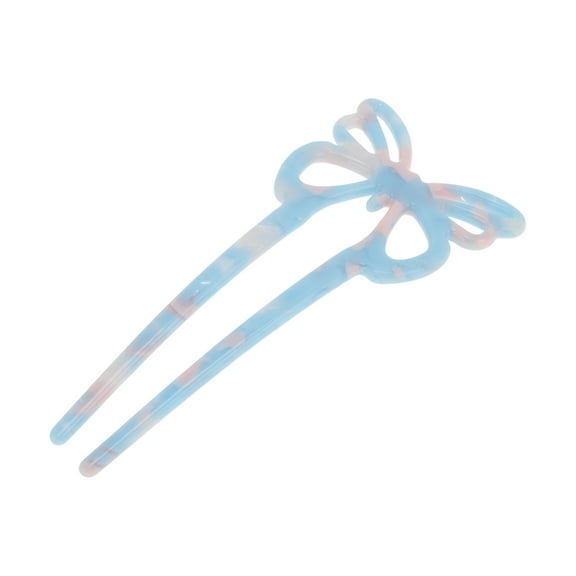 Unique Bargains 1 Pc Hair Stick Fork Pins Butterfly Hair Hairpin for Women Light Blue Pink