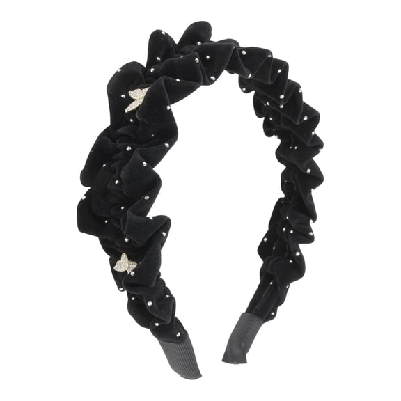 Unique Bargains 1 Pc Hairband Butterfly Rhinestone Hair Accessories for Women Black