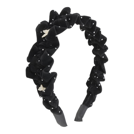 Unique Bargains 1 Pc Hairband Butterfly Rhinestone Hair Accessories for Women Black