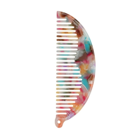 Unique Bargains 1 Pc Half Round Hair Comb with Hole Colorful Acetate Sheet