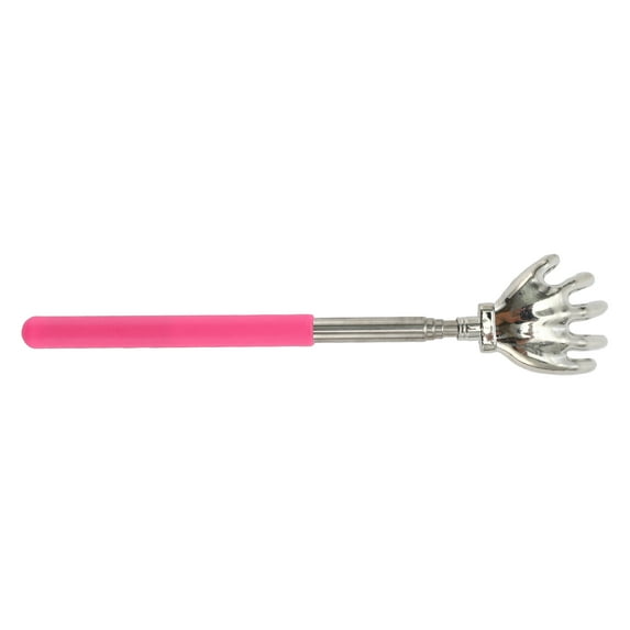Unique Bargains 1 Pc Hand Shaped Back Scratcher for Bathroom Travel Hotel Pink Stainless Steel