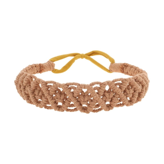 Unique Bargains 1 Pc Hand-woven Argyle Headbands for Women Pink Brown