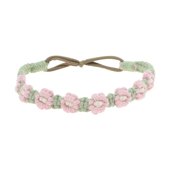 Unique Bargains 1 Pc Hand-woven Stretch Headbands for Women Pink Green