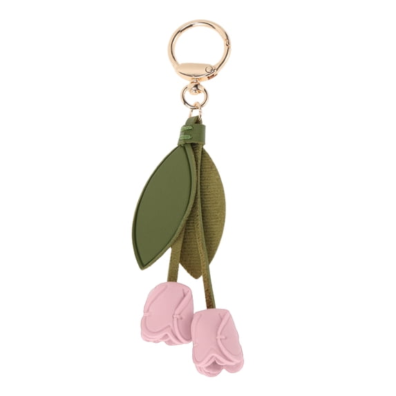 Unique Bargains 1 Pc Handbag Charm Flower Leaf Bag Charm Pink