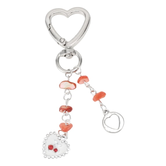 Unique Bargains 1 Pc Handbag Charm Keychain Durable Metal Bag Accessories Silver Tone Red White