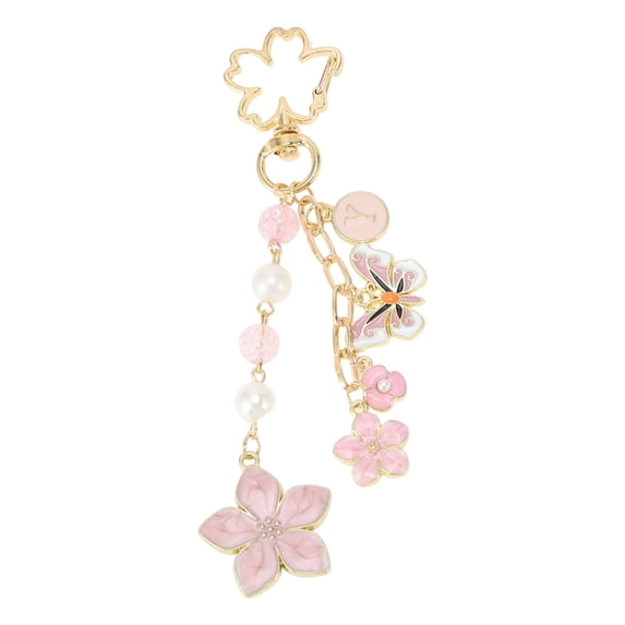 Unique Bargains 1 Pc Handbag Charm Keychain Flower Bag Accessories Pink