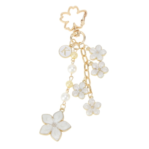 Unique Bargains 1 Pc Handbag Charm Keychain Flower Bag Accessories White