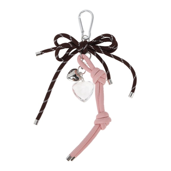 Unique Bargains 1 Pc Handbag Charm Knot Heart Bag Charm Brown Pink