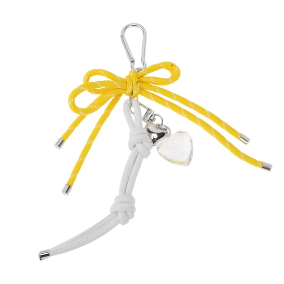 Unique Bargains 1 Pc Handbag Charm Knot Heart Bag Charm Yellow White