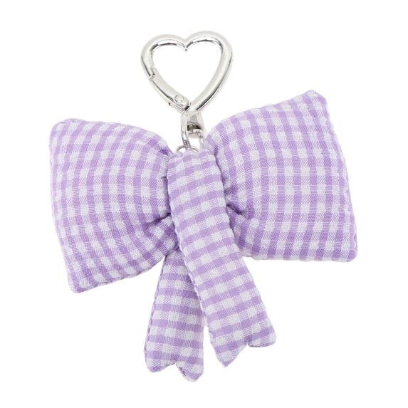 Unique Bargains 1 Pc Handbag Charm Plaid Bow Handbag Accessories Purple