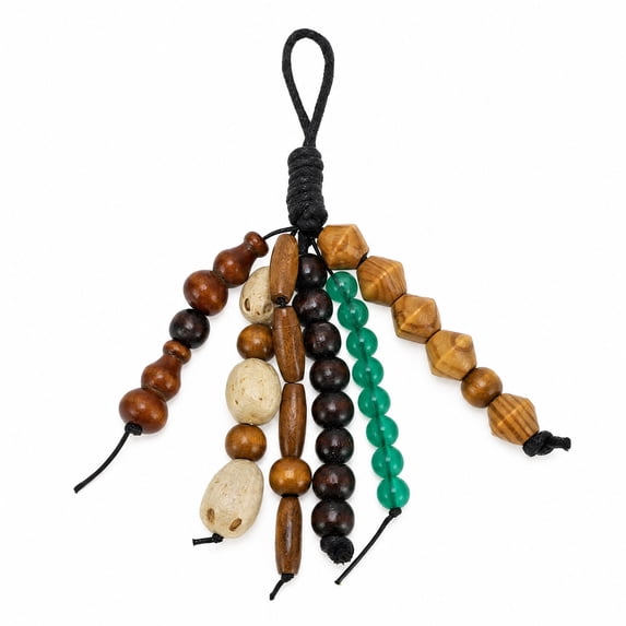 Unique Bargains 1 Pc Handbag Charms Keychain Beads Decoration Bag Accessories Brown Green