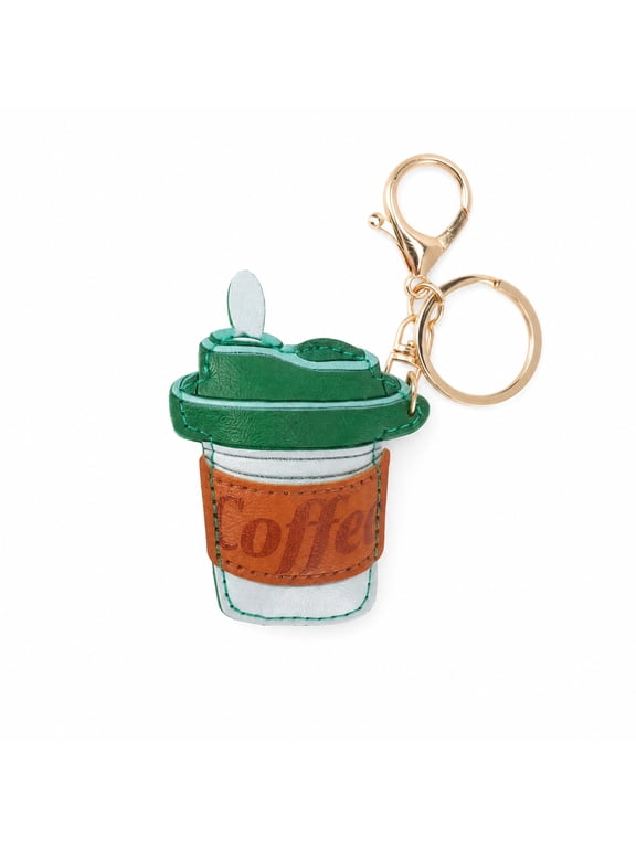 1 Pc Handbag Charms Keychain Faux Leather Coffee Cup Bag Accessories Green Brown Pink