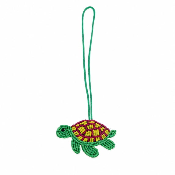 Unique Bargains 1 Pc Handbag Charms Keychain Handmade Beads Sea Turtle Bag Accessories Green