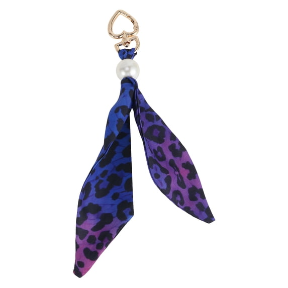 Unique Bargains 1 Pc Handbag Charms Keychain Leopard Scarf Bag Accessories Purple