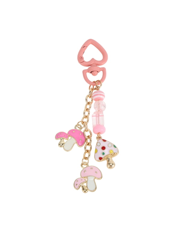 1 Pc Handbag Charms Keychains Beaded Mushroom Bag Accessories Pink