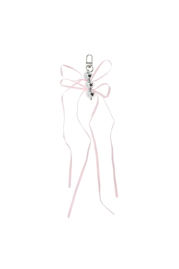 1 Pc Handbag Charms Keychains Beads Ribbon Bow Bag Accessories Pink