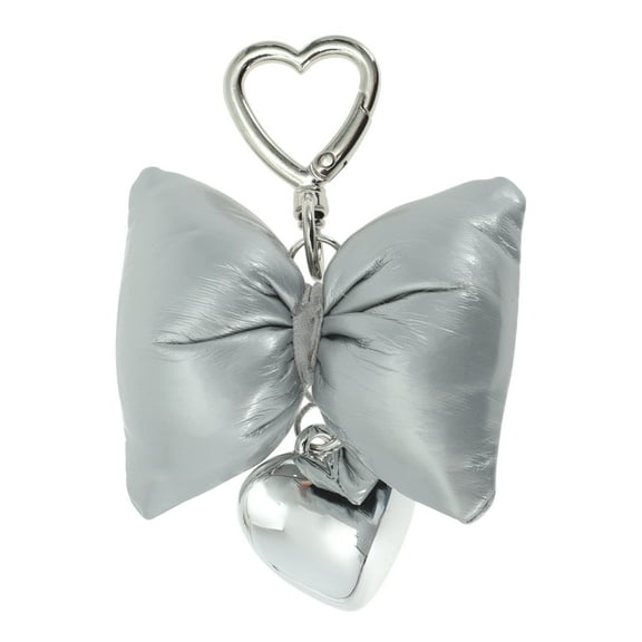 Unique Bargains 1 Pc Handbag Charms Keychains Bow Heart Buckle Bag Accessories Silver Tone