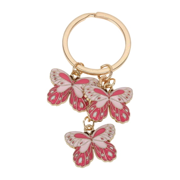 Unique Bargains 1 Pc Handbag Charms Keychains Butterflies Bag Accessories Pink