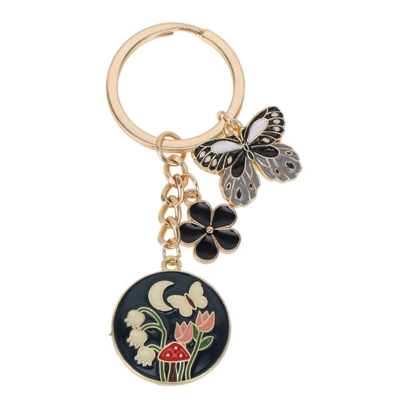 Unique Bargains 1 Pc Handbag Charms Keychains Butterfly Bag Accessories Black