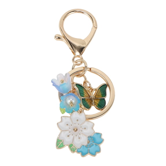 Unique Bargains 1 Pc Handbag Charms Keychains Durable Flower Bag Accessories Blue