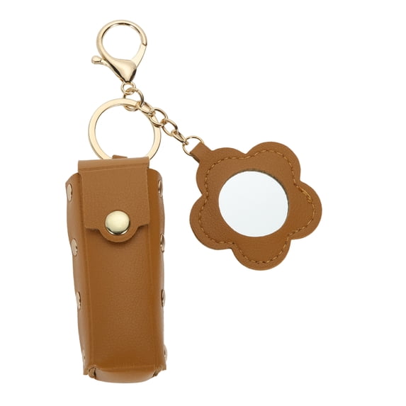 Unique Bargains 1 Pc Handbag Charms Keychains Durable Flower Mirror Bag Accessories Yellow Brown