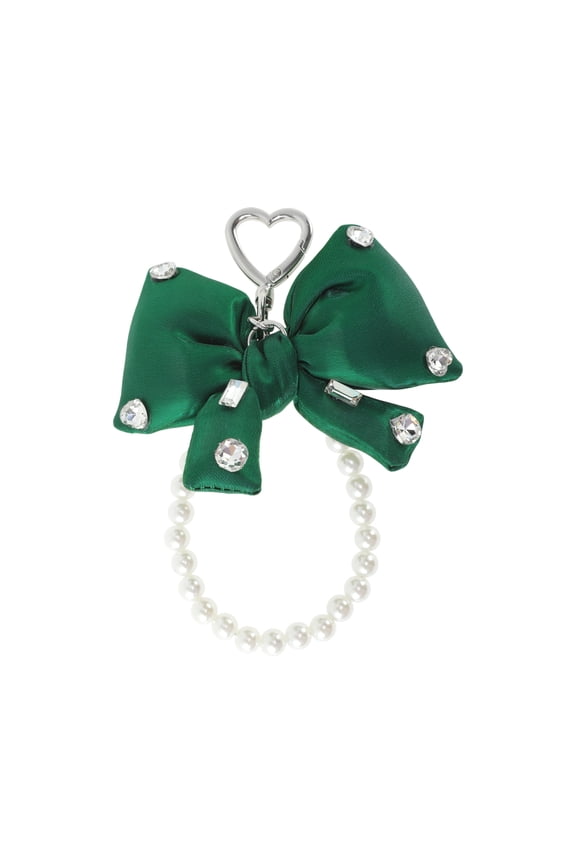 1 Pc Handbag Charms Keychains Fashionable Faux Pearl Bow Bag Accessories Green
