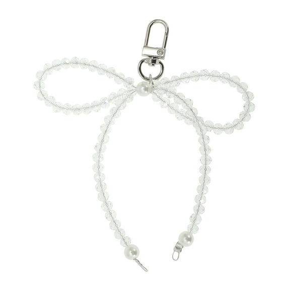 Unique Bargains 1 Pc Handbag Charms Keychains Faux Crystal Bow Bag Accessories Clear