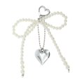 thumbnail image 1 of Unique Bargains 1 Pc Handbag Charms Keychains Faux Pearl Heart Bag Accessories White Silver Tone, 1 of 5