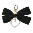 thumbnail image 1 of Unique Bargains 1 Pc Handbag Charms Keychains Faux Pearl Heart Bow Bag Accessories Black, 1 of 5