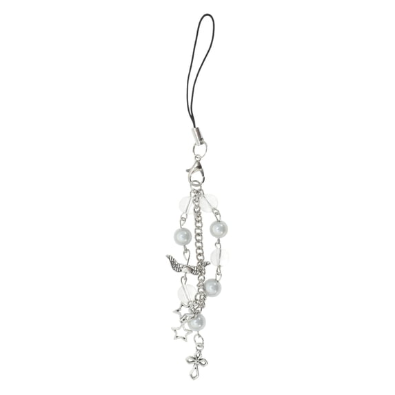 Unique Bargains 1 Pc Handbag Charms Keychains Five-pointed Star Cross Bag Accessories Silver Tone