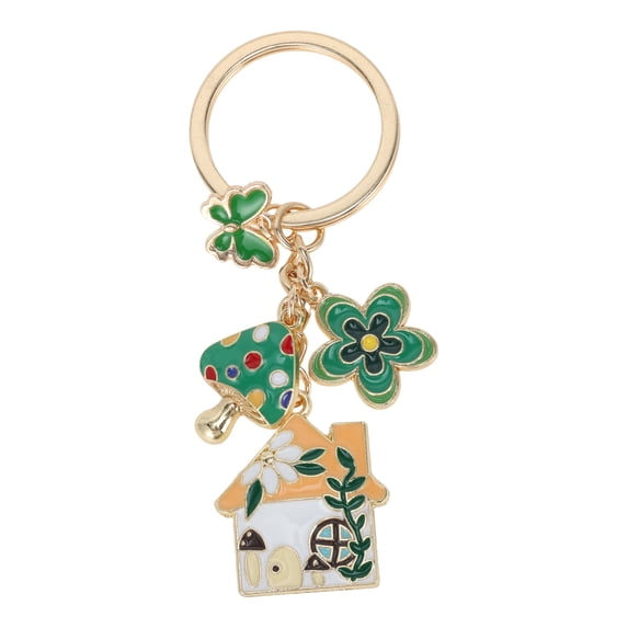 Unique Bargains 1 Pc Handbag Charms Keychains Flower Butterfly Bag Accessories Green