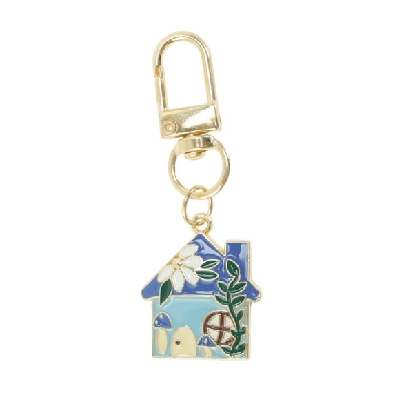 Unique Bargains 1 Pc Handbag Charms Keychains Flower House Bag Accessories Blue