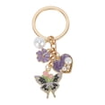 thumbnail image 1 of Unique Bargains 1 Pc Handbag Charms Keychains Flowers Butterfly Bag Accessories Purple, 1 of 5