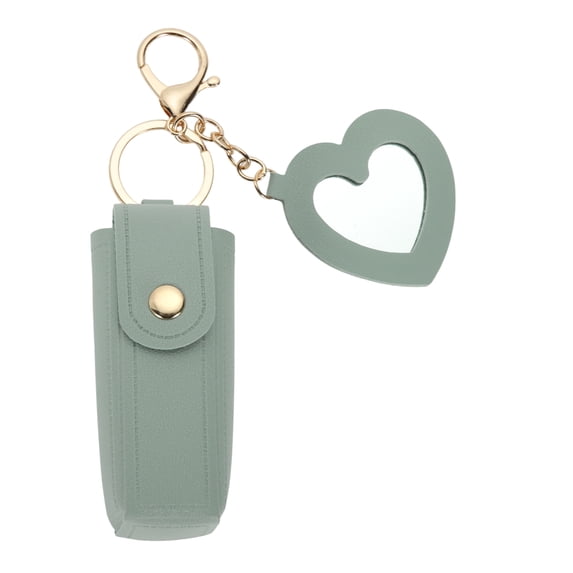 Unique Bargains 1 Pc Handbag Charms Keychains Heart Mirror Lipstick Bag Bag Accessories Light Green