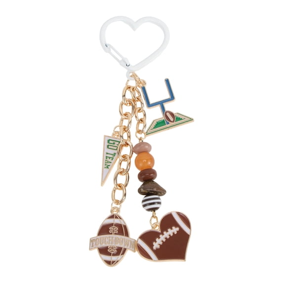 Unique Bargains 1 Pc Handbag Charms Keychains Heart-shaped Clasp Bag Accessories Brown White